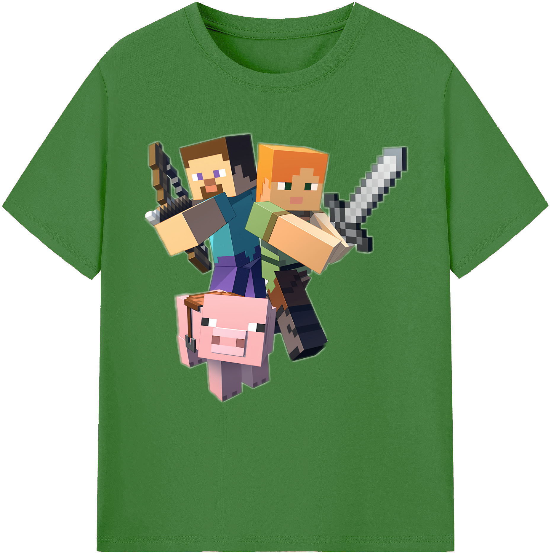 （画像用） マインクラフト ブロックの世界 Minecraft MC Block world レディースカジュアルプリントTシャツ（綿100％）